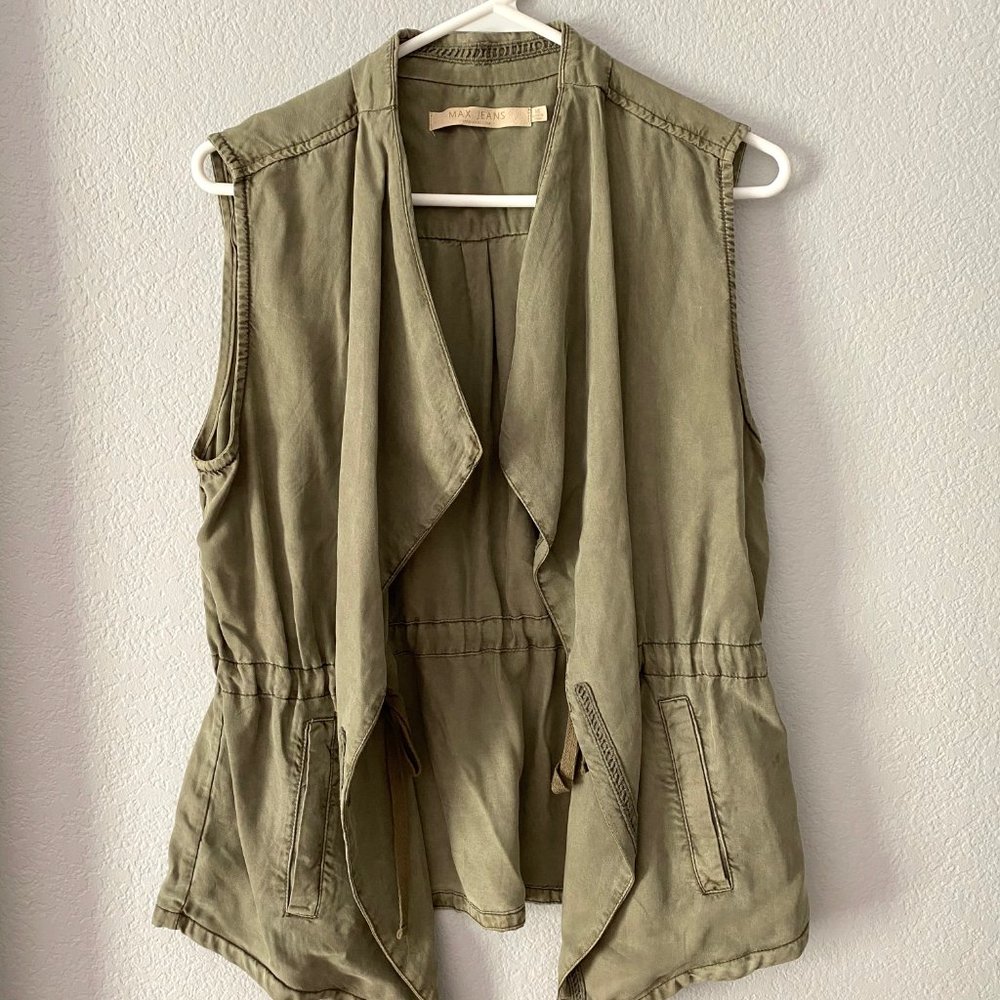 Max Jeans Army Green Utility Olive Vest Tencel